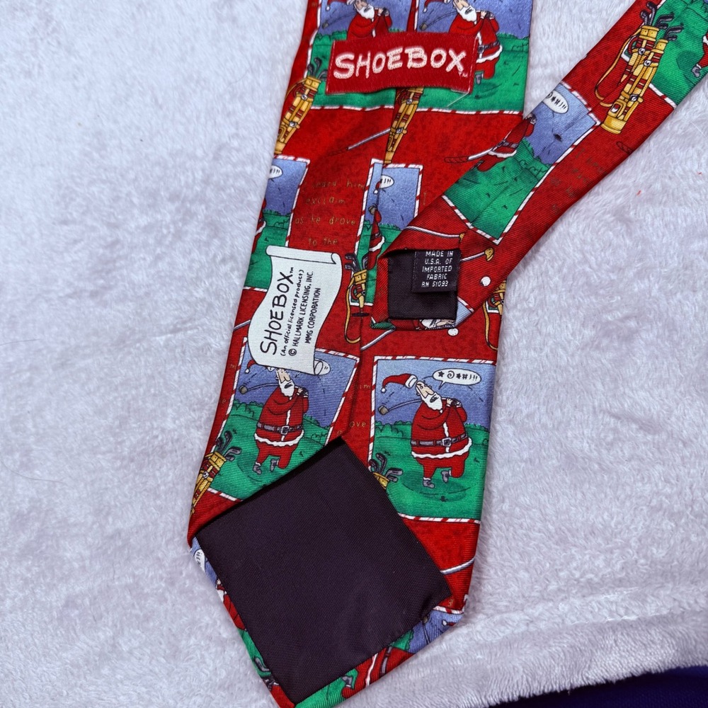 Shoebox Hallmark‎ Golf Santa Christmas Novelty Necktie Holiday Gift